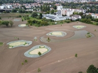 Synthetic turf course in construction in northeast France