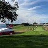 The eighteenth hole, with the grandstand taking shape in the background (Photo: Bethpage State Park)