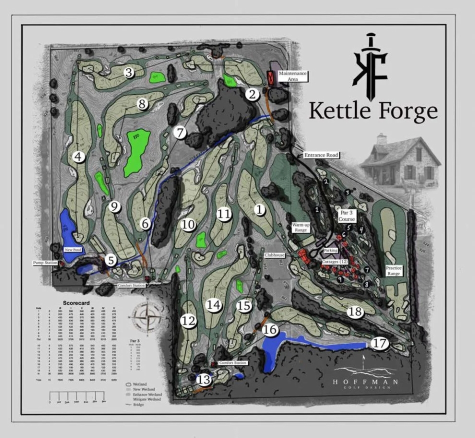 Scott Hoffman’s routing map for Kettle Forge, a new golf course that will be built in Ashippun, Wisconsin (Image: Scott Hoffman)
