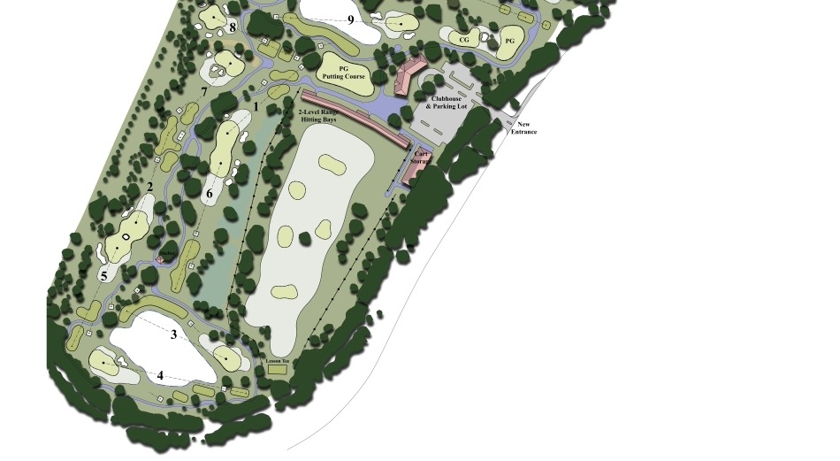The front nine will be redesigned to only have par threes and these holes will be lit for nighttime play (Image: Jon Schmenk)