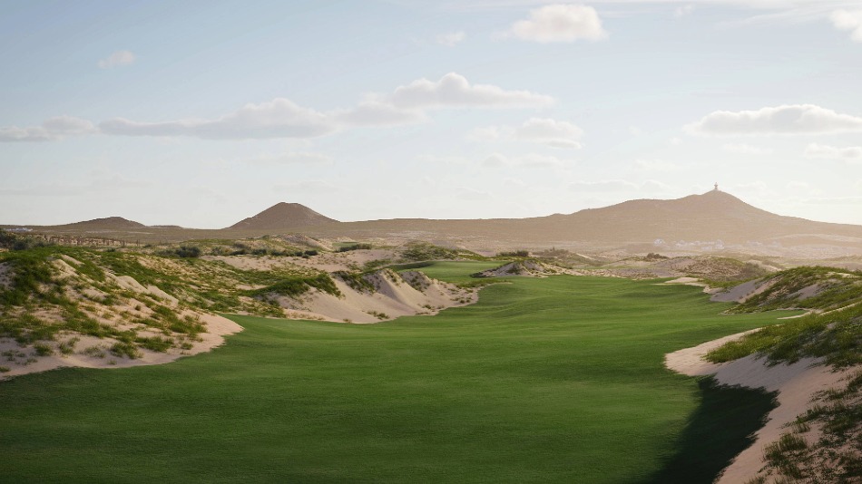 A rendering of the par-five sixth, one of three holes that play directly beside the ocean (Image: Harris Kalinka)
