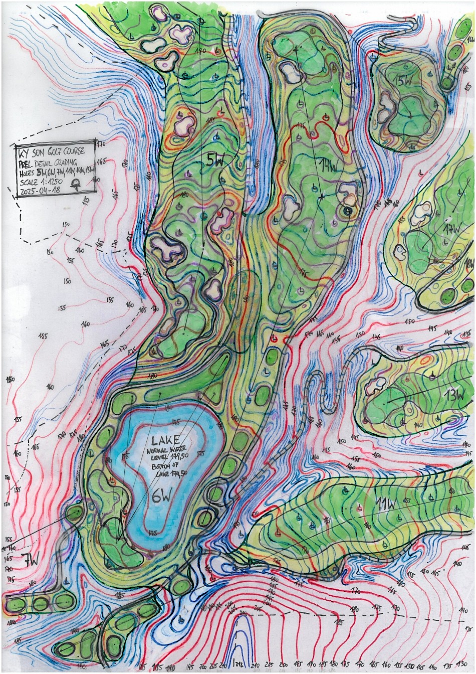 A grading plan covering several holes on the West course (Image: Olazabal Design)