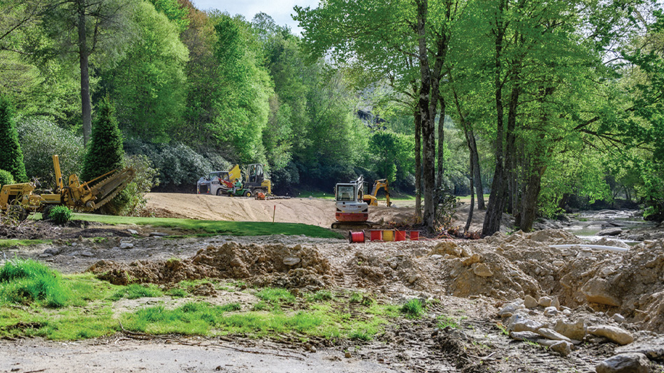 Construction work on the golf course following Hurricane Helene (Photo: Elk River Club)