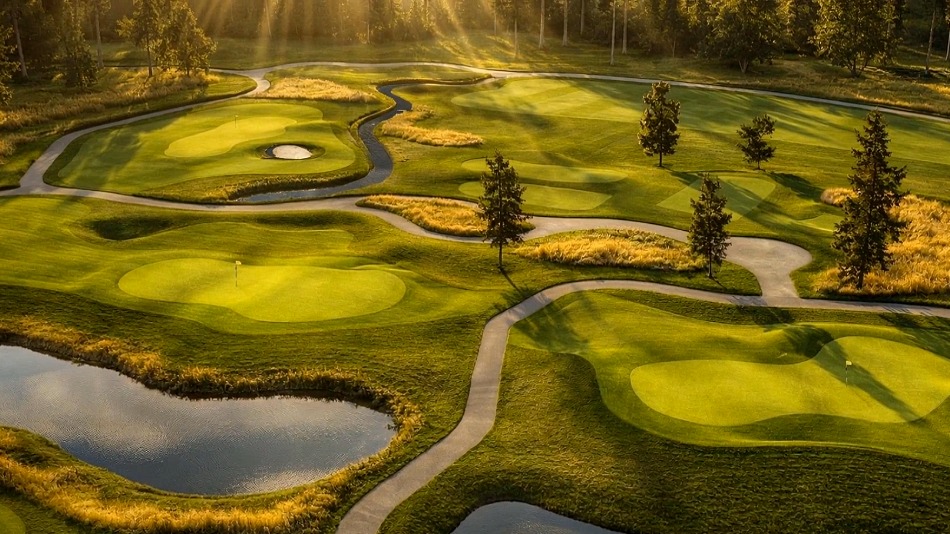 A visualisation of Crace’s design for two adjacent Biarritz greens (Image: Golfgraffix)