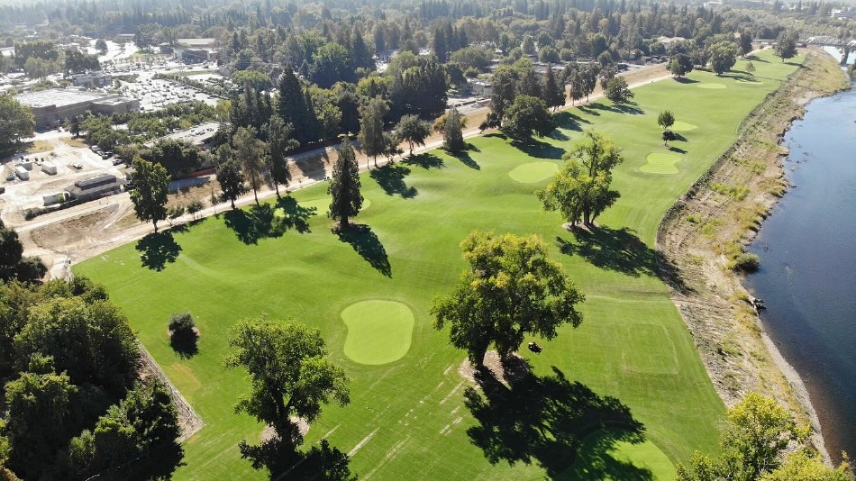 An aerial of the course growing-in following the renovation (Photo: Kurtis Wolford)