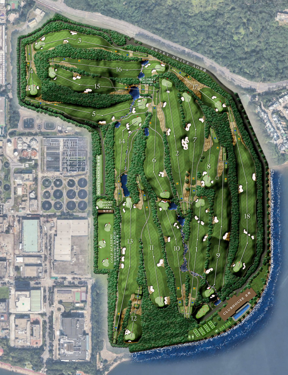 The water’s-edge clubhouse location was a starting point for the routing of Plover Cove (Image: Fry/Straka)