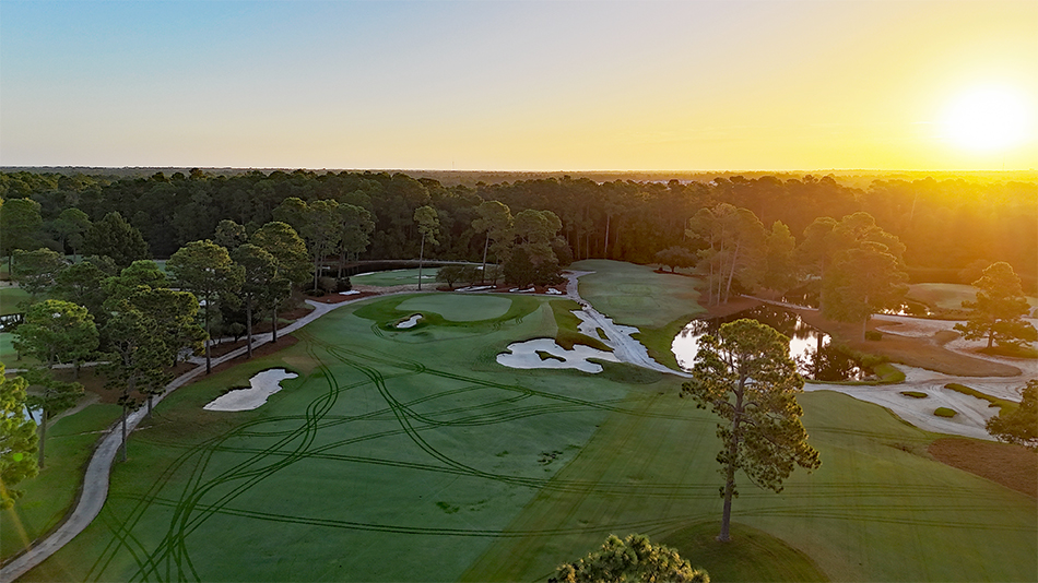 On the tenth, Johnson has reconfigured the left fairway bunker, converted mounds on the right into a massive landform with a bunker cutting into the feature and revamped the green to tilt right-to-left (Photo: Founders Group International)