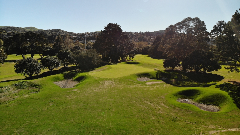 Construction work is underway on the redesign of the ninth hole (Photo: Trent Jones)