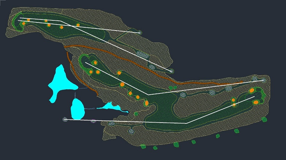 The new fourth (bottom of diagram), fifth (middle) and sixth (top) holes on the Albatros course (Image: French Golf Federation) 