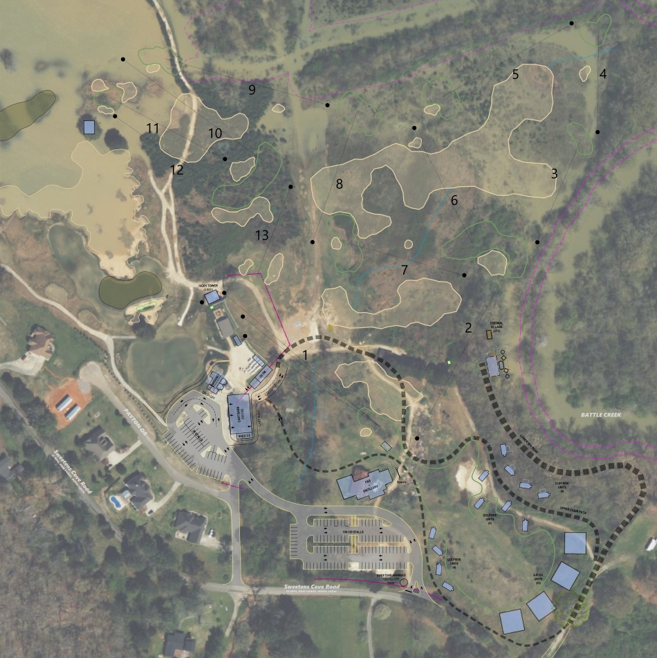 The routing of the new 13-hole course by King Collins Dormer (Image: Sweetens Cove)