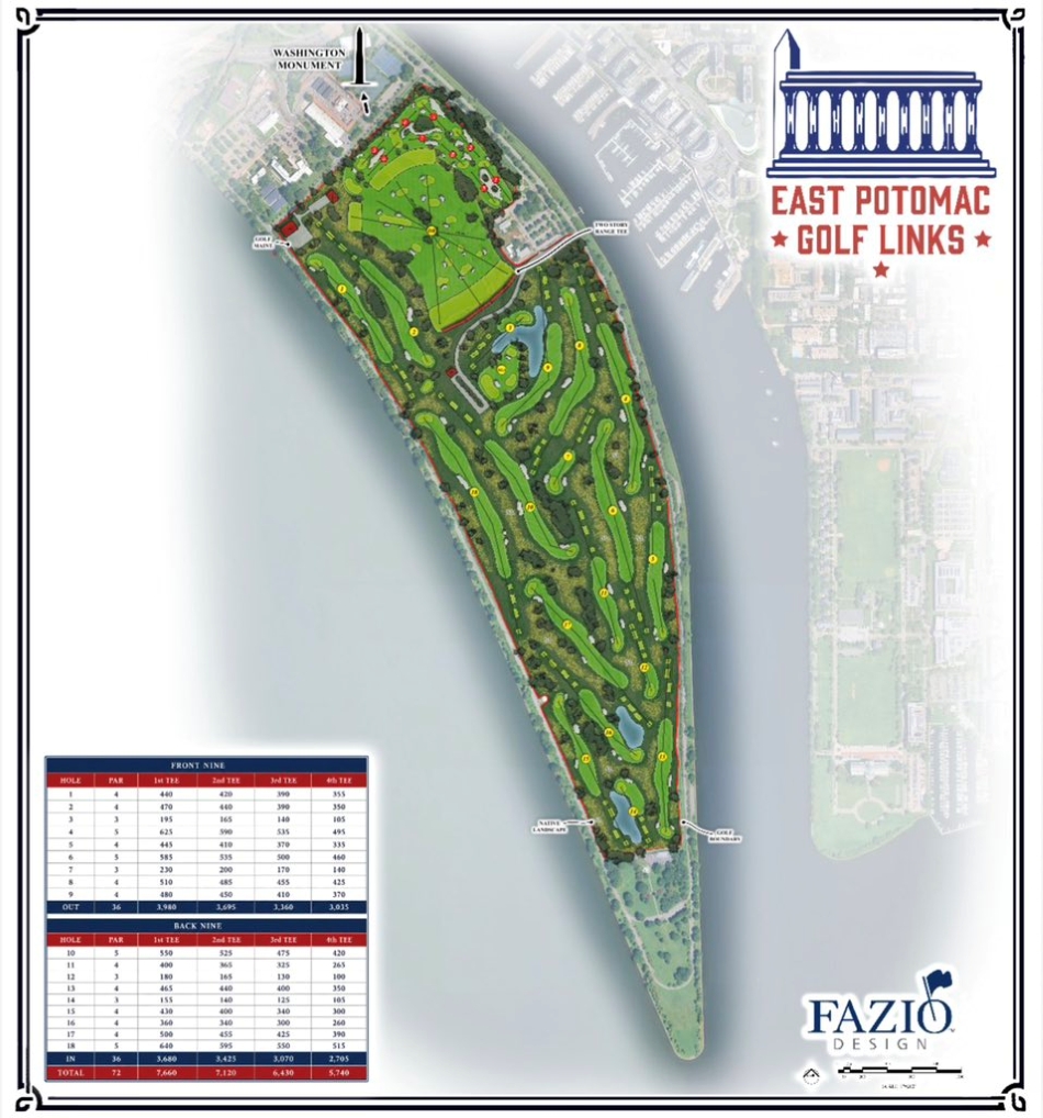 Tom Fazio’s proposed new routing for East Potomac (Image: Fazio Design)