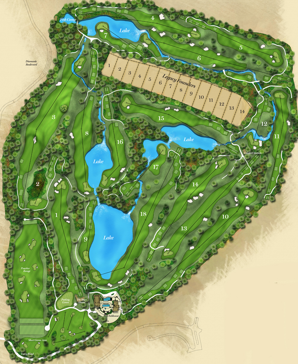 The TGR Design course at Legacy Golf Club weaves around a lush landscape and features five lakes with interconnected streams (Image: TGR Design)