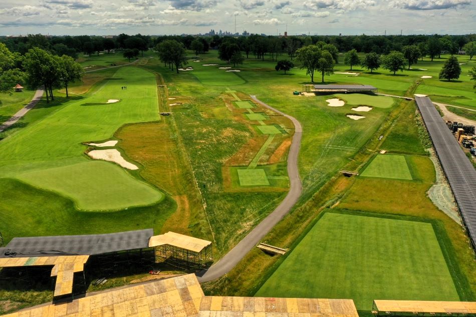 The renovated fourteenth (left), fifteenth (right) and sixteenth (centre) holes on the North course at Detroit Golf Club (Image: NMP Golf Construction)