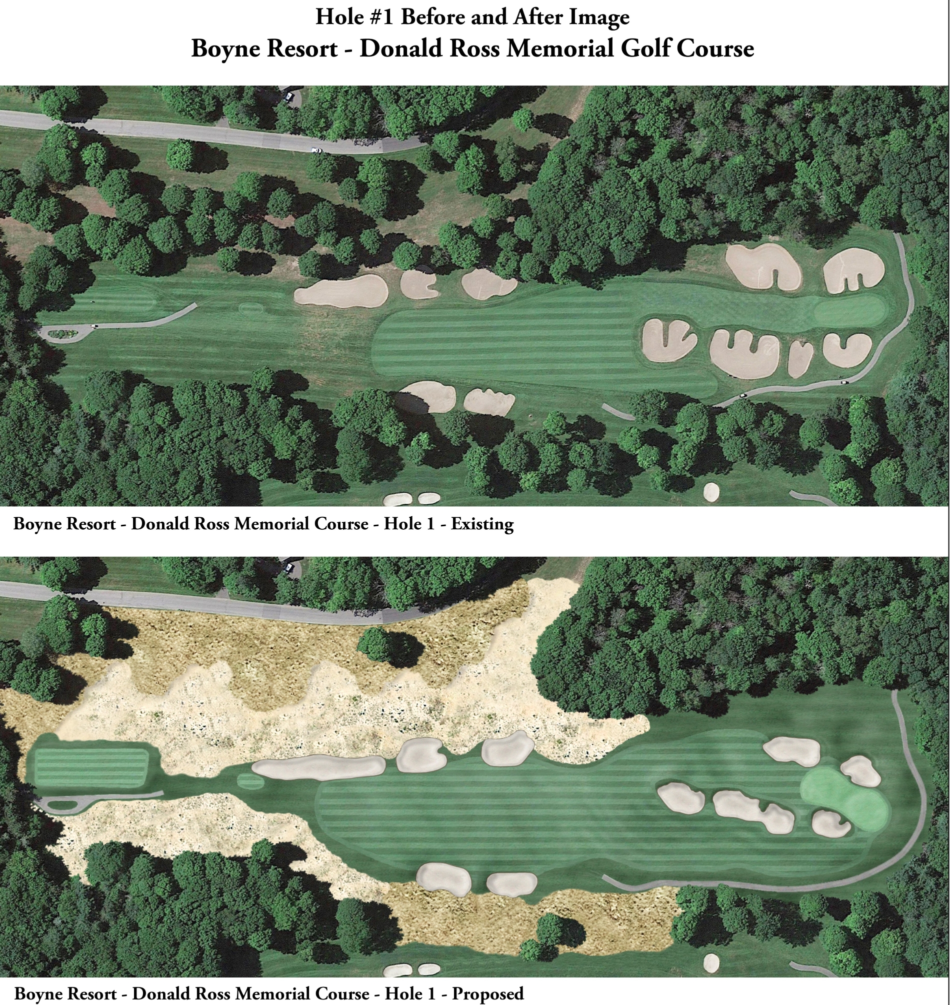 Hearn’s plan for the restoration of the first hole at Donald Ross Memorial Golf Course in Harbor Springs, Michigan (Image: Ray Hearn)