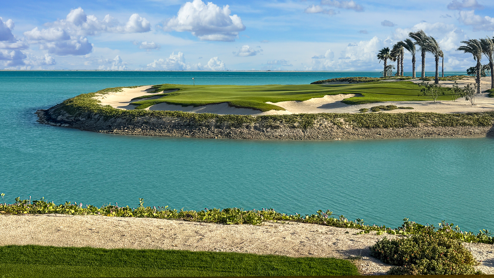 The par-three fifteenth green sits on a small island shared with the tees of the next hole (Photo: Brian Curley)