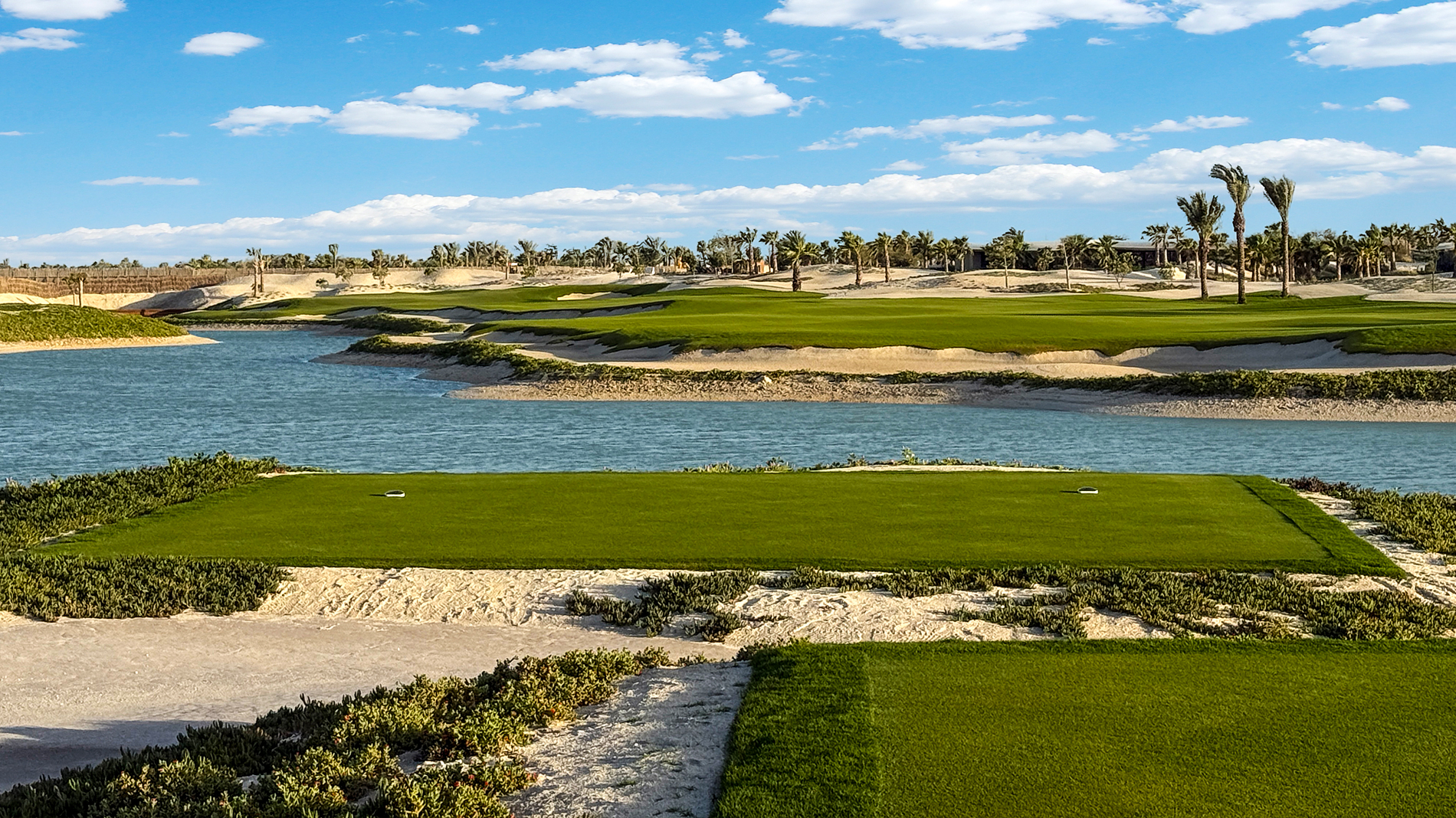 With a windswept, seaside setting, one of Brian Curley’s design priorities was to create width. Pictured, hole two (Photo: Brian Curley)