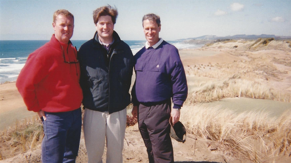Kidd on an early site visit with general manager Josh Lesnik and developer Mike Keiser