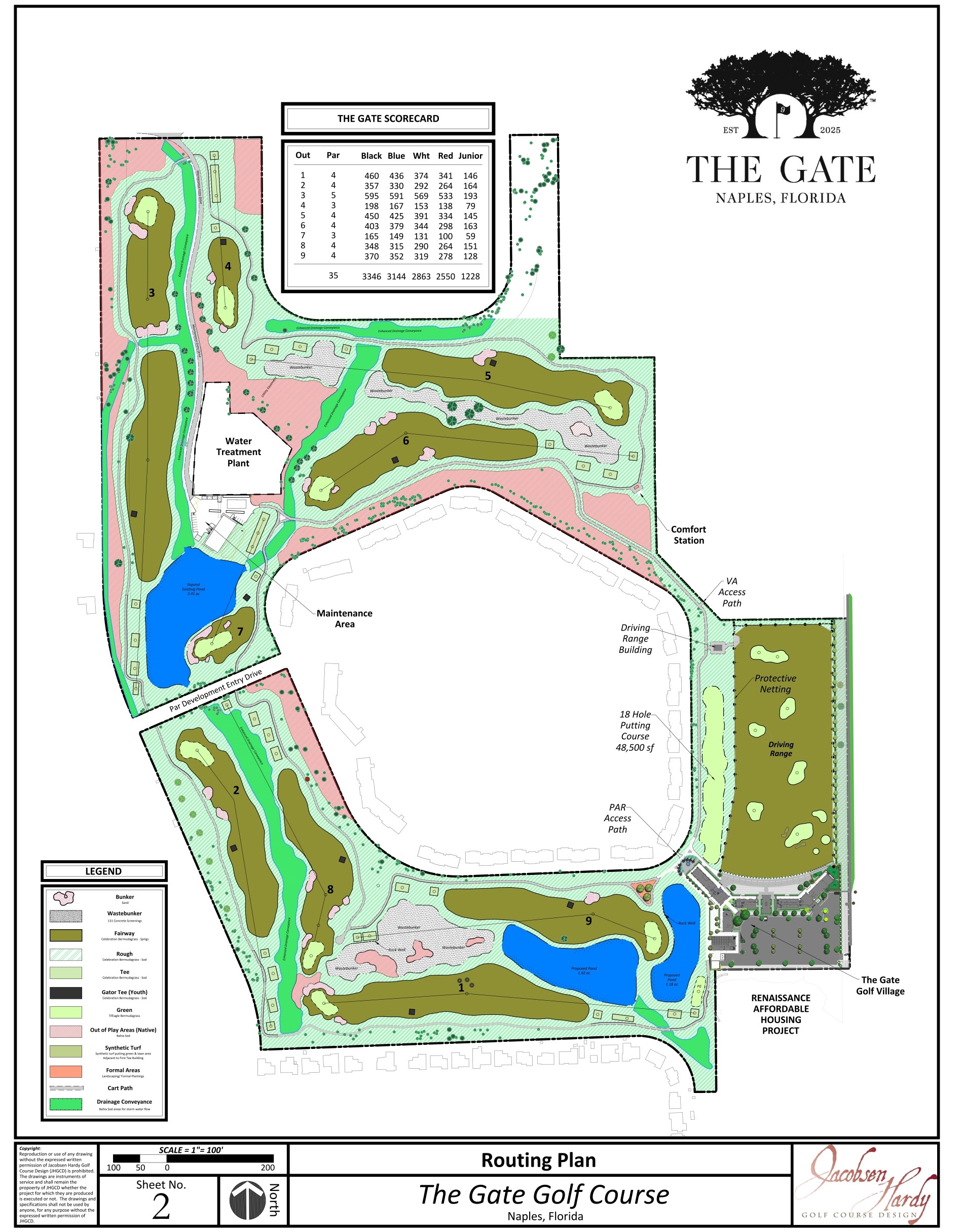 The masterplan for the nine-hole golf course, driving range and putting course (Image: Jacobsen Hardy Golf Design)