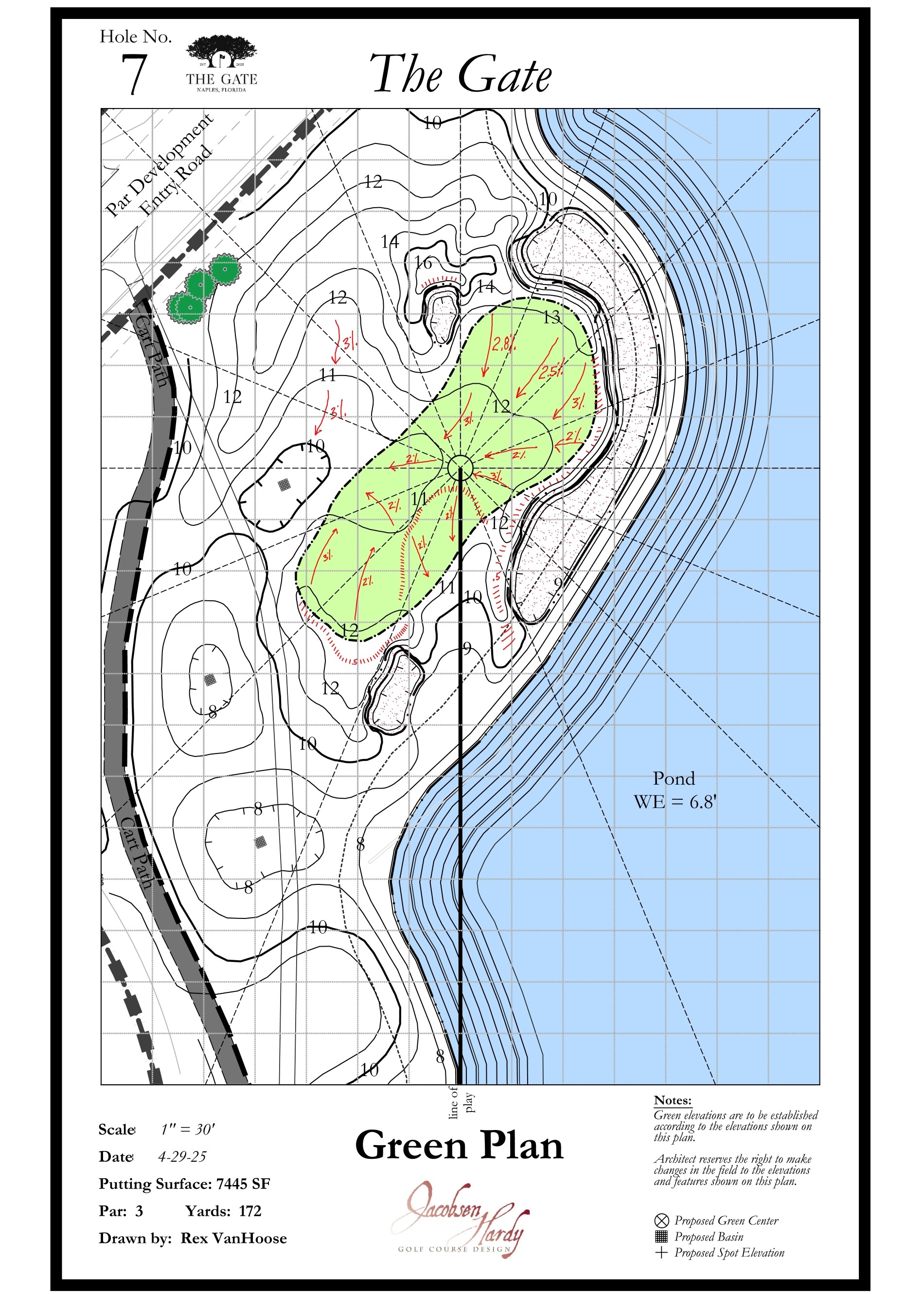 The green plan for the seventh hole (Image: Jacobsen Hardy Golf Design)